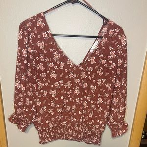 Cropped Tie Back Floral Top